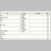 Menü zur Auswahl der angezeigten Spalten