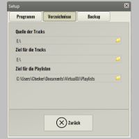 Festlegen der Pfade zu den Tracks und zu Virtual-DJ.